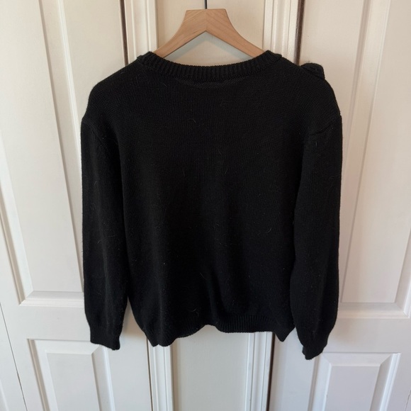 AQE Fashion Women’s Black Knit Eyelet Hole and Ruffled Sweater Size Medium - Picture 7 of 12